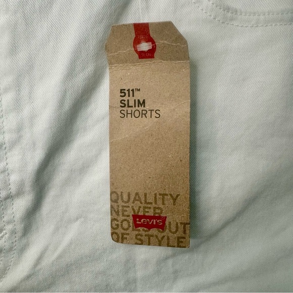 NWT LEVI’S 511 Slim Shorts White Denim Raw Hem Roll Up Casual Summer Jean Shorts - Picture 4 of 15